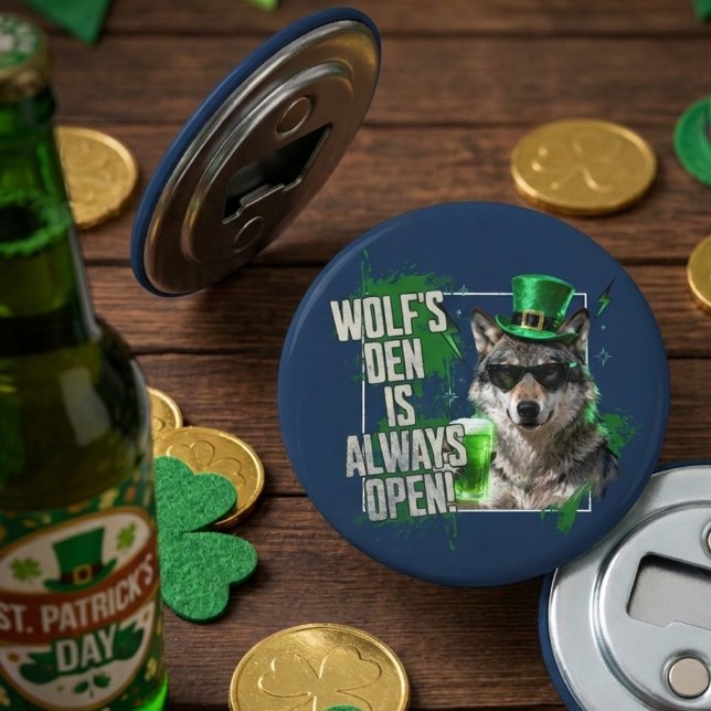 Funny Wolfs Den Is Always Open St Paddys Flaschenöffner (Von Creator hochgeladen)