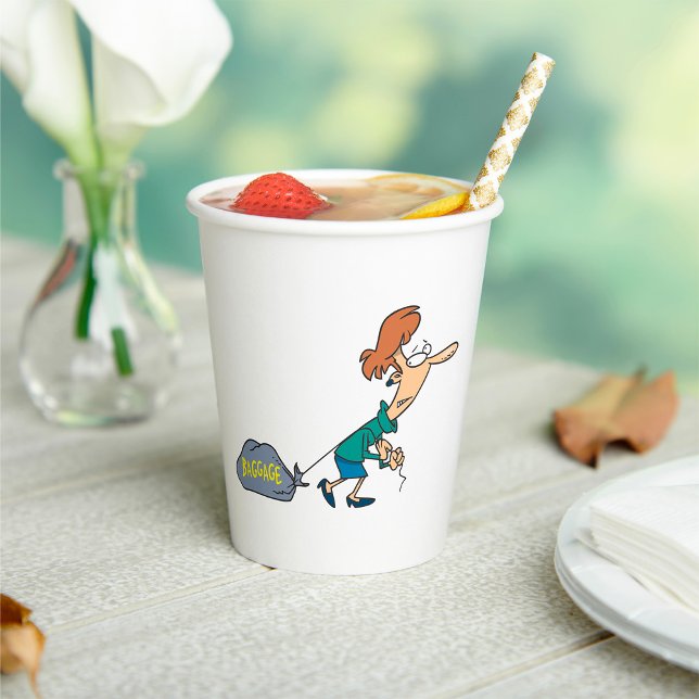 Funny Woman Carry emotionales Gepäck Pappbecher (Von Creator hochgeladen)