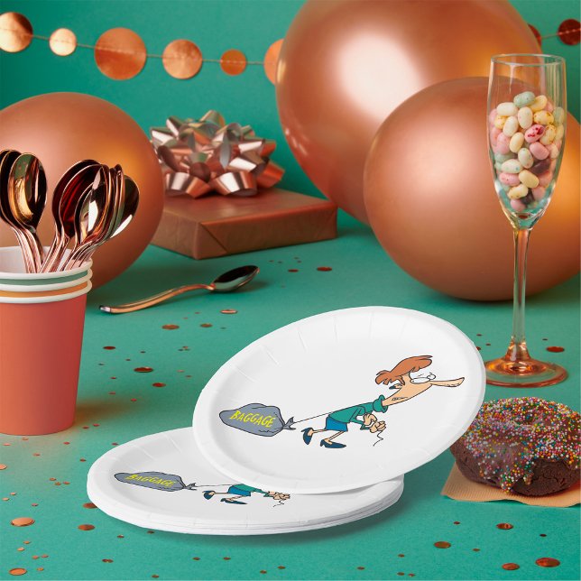 Funny Woman Carry emotionales Gepäck Pappteller (Von Creator hochgeladen)