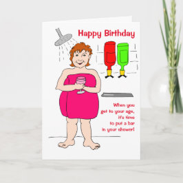 Funny Woman Cartoon trinken Bar Geburtstagskarte Karte