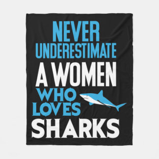 Funny Woman Who Loves Sharks Fleecedecke