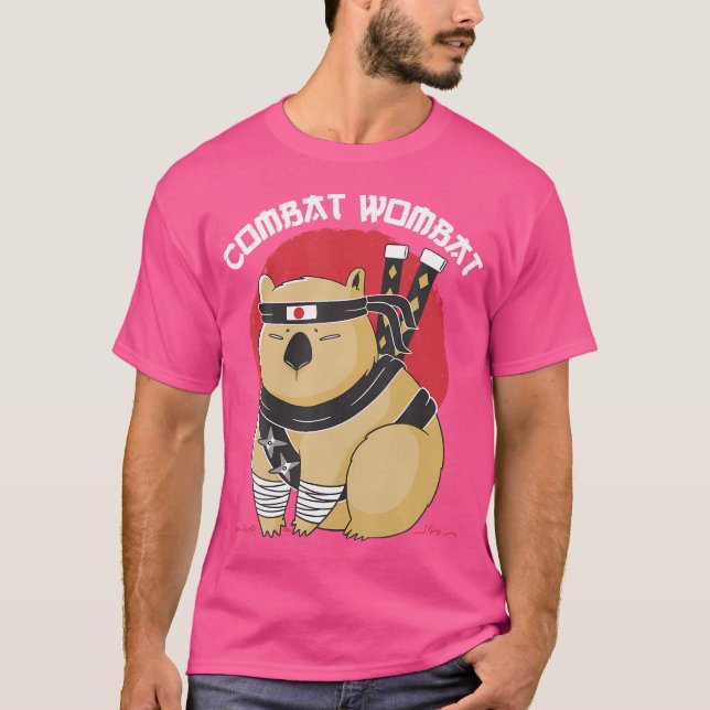 Funny Wombat Ninja Combat T-Shirt (Vorderseite)