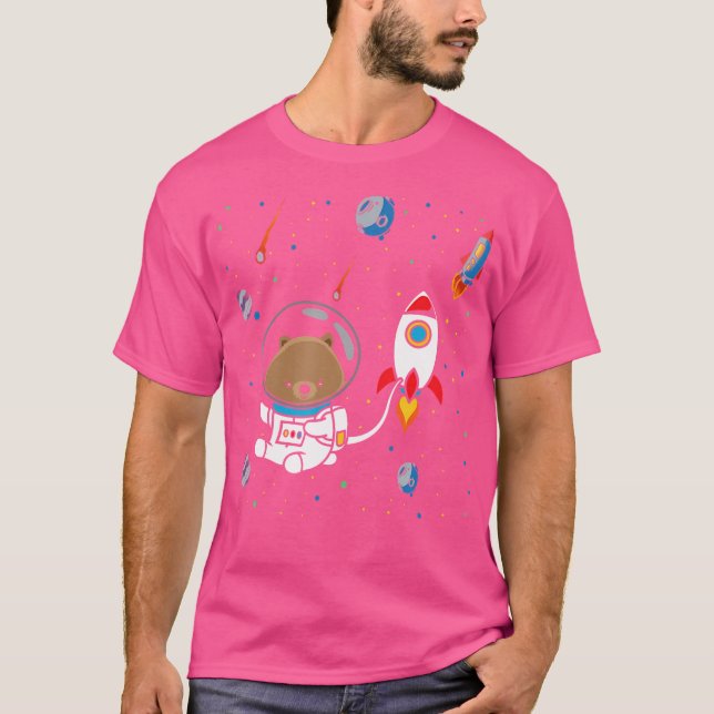 Funny Wombat Outer Space Australian Wombat Lover T-Shirt (Vorderseite)