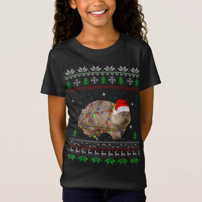 Funny Wombat WeihnachtsLICHT Pajama Geschenk XM T-Shirt (Vorderseite)