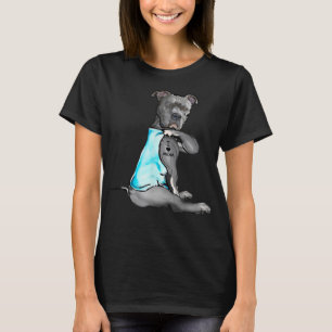 Funny Women Gifts Dog Pitbull I Liebe Mama Tattoo  T-Shirt
