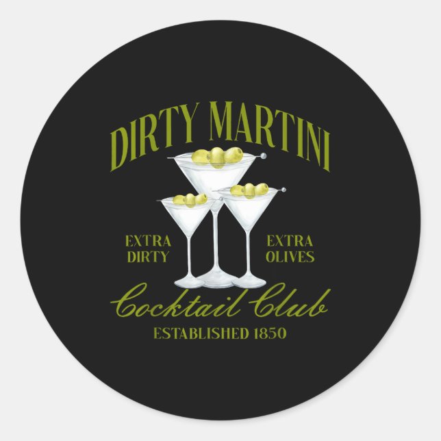Funny Womens Dirty Martini Social Club Drinking Ta Runder Aufkleber (Vorderseite)