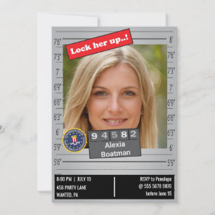 Funny Womens Police Mugshot Birthday Joke Einladung