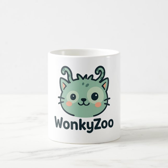 Funny Wonky Cat Coffee Tasse | Wonky Zoo (Mittel)
