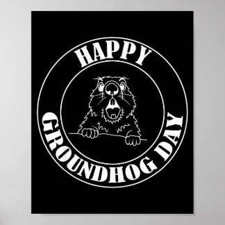 Funny Woodchuck Screaming Happy Groundhog Day  Poster