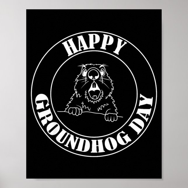 Funny Woodchuck Screaming Happy Groundhog Day  Poster (Vorne)