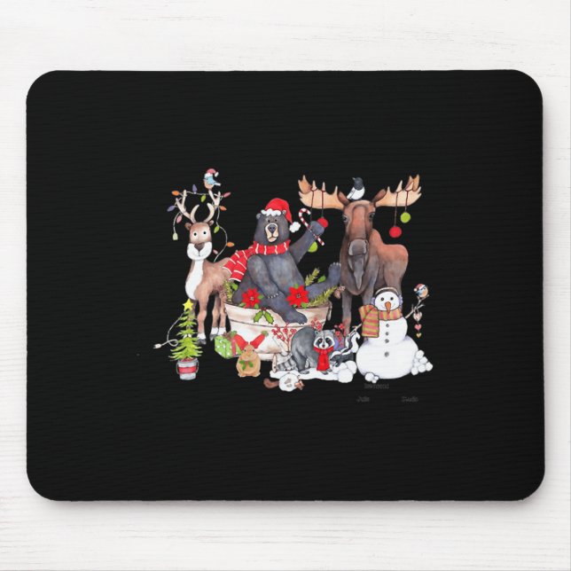 Funny Woodland Weihnachten Ansammlung für Ani Mousepad (Vorne)