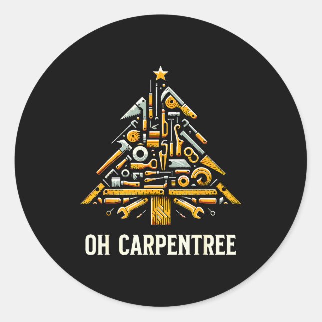 Funny Woodworking Woodworker Carpentry Christmas T Runder Aufkleber (Vorderseite)