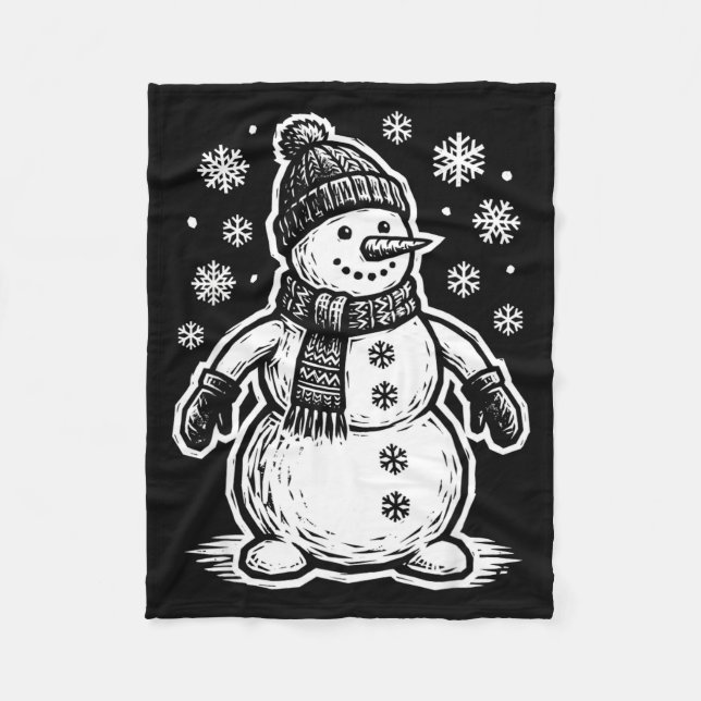 Funny Woout Snowman Winter Holiday Christmas Snowf Fleecedecke (Vorderseite)