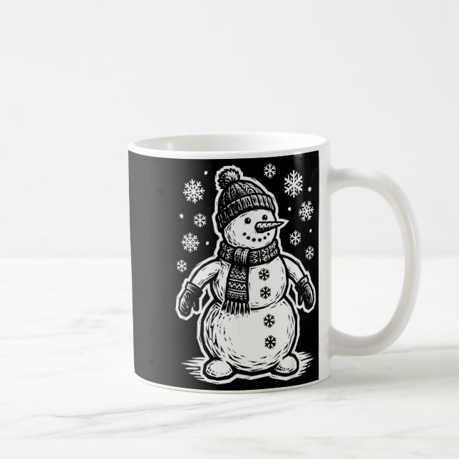 Funny Woout Snowman Winter Holiday Christmas Snowf Kaffeetasse (Rechts)