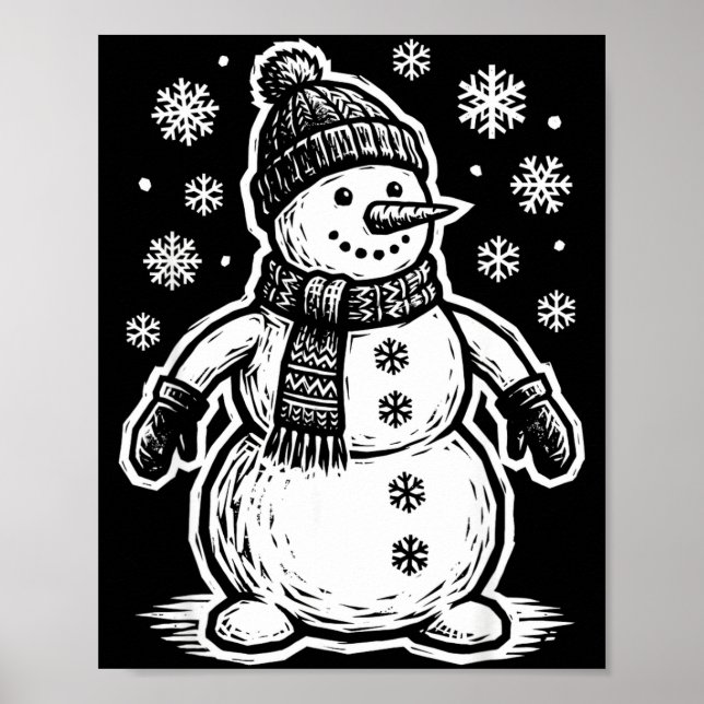 Funny Woout Snowman Winter Holiday Christmas Snowf Poster (Vorne)