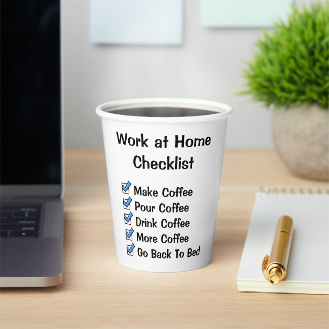 Funny Work at Zuhause Checklist Pappbecher (InSitu)