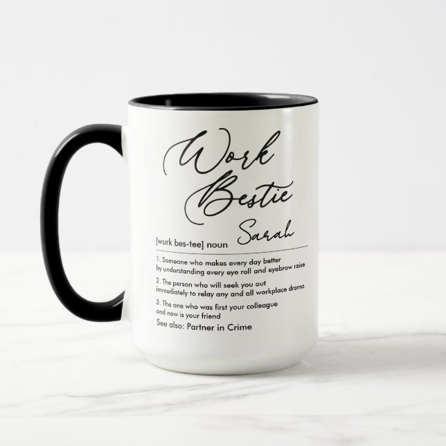 Funny Work Bestie Individuelle Name Definition Tasse (Links)