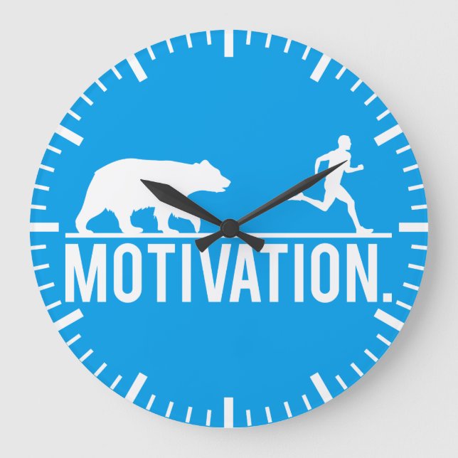 Funny Workout Motivation - Bear Chasing Jogger Große Wanduhr (Vorderseite)