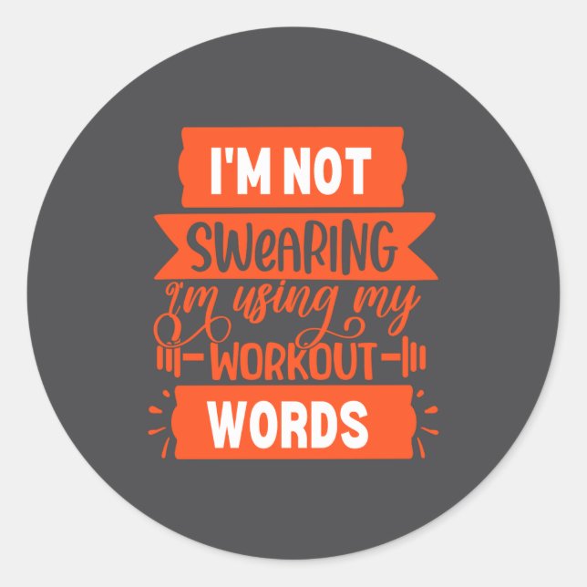 Funny Workout Words Orange Gym  Runder Aufkleber (Vorderseite)