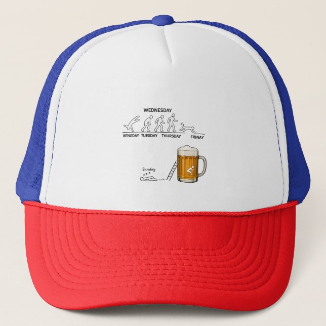 Funny Workweek Evolution Beer Truckerkappe (Vorderseite)