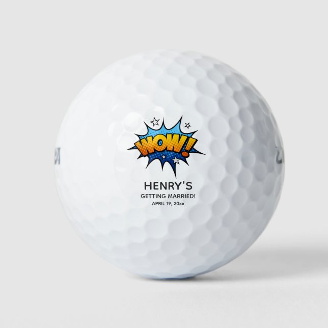 Funny Wow Bachelor Party Gastgeschenk Hochzeit Golfball (Vorderseite)