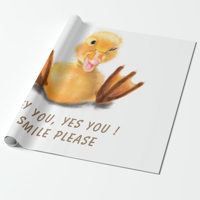 Funny Wrapping Paper Happy Yellow Duck - Lächeln Geschenkpapier (Ungerollt)