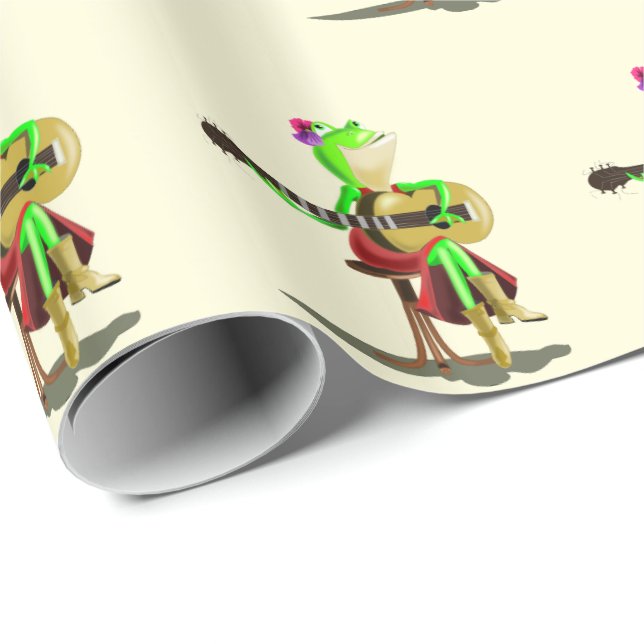 Funny Wrapping Paper mit Frosch Playing Guitar Geschenkpapier (Rolleneckpunkt)