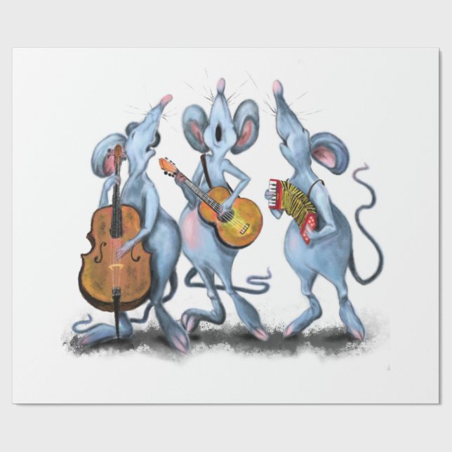 Funny Wrapping Paper mit Musical Mouse Band Geschenkpapier (Flach)