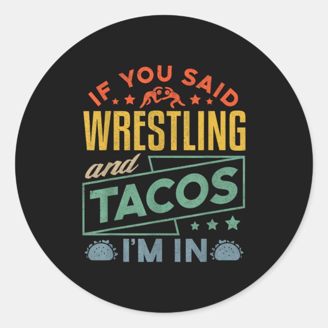Funny Wrestling And Tacos Shirt Wrestle Retro Men  Runder Aufkleber (Vorderseite)