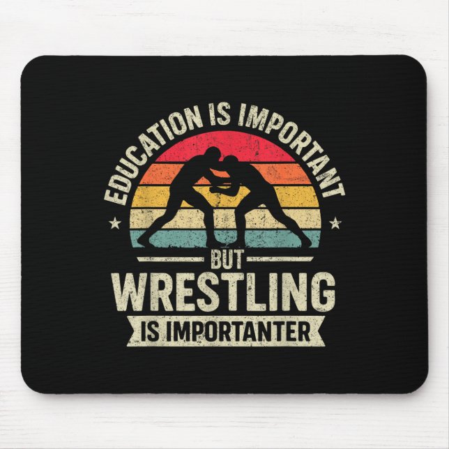 Funny Wrestling Education Joke For Wrestler Men Ki Mousepad (Vorne)