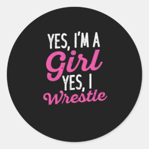 Funny Wrestling Girl Wrestler Ja ich bin Runder Aufkleber