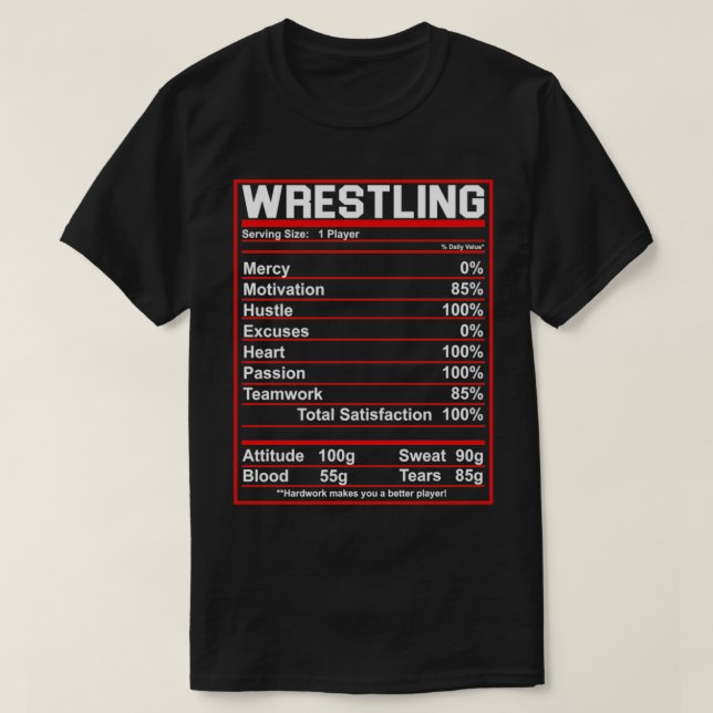Funny Wrestling Nutrition Facts Women Men Wrestler T-Shirt (Design vorne)