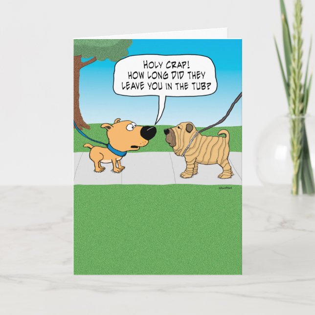 Funny Wrinkly Hund Birthday Card Karte (Vorderseite)