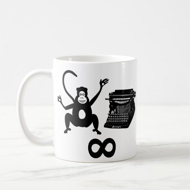 Funny Writer Monkey Schreibmaschine Infinity Kaffeetasse (Links)