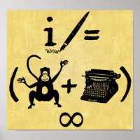 Funny Writer Monkey Schreibwriter Equation