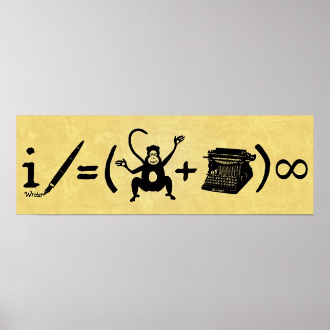 Funny Writer Monkey Schreibwriter Equation Poster (Vorne)