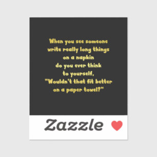 Funny Writing on a Napkin Joke Aufkleber