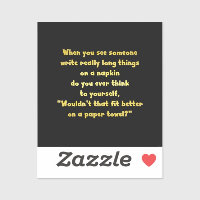Funny Writing on a Napkin Joke Aufkleber (Blatt)