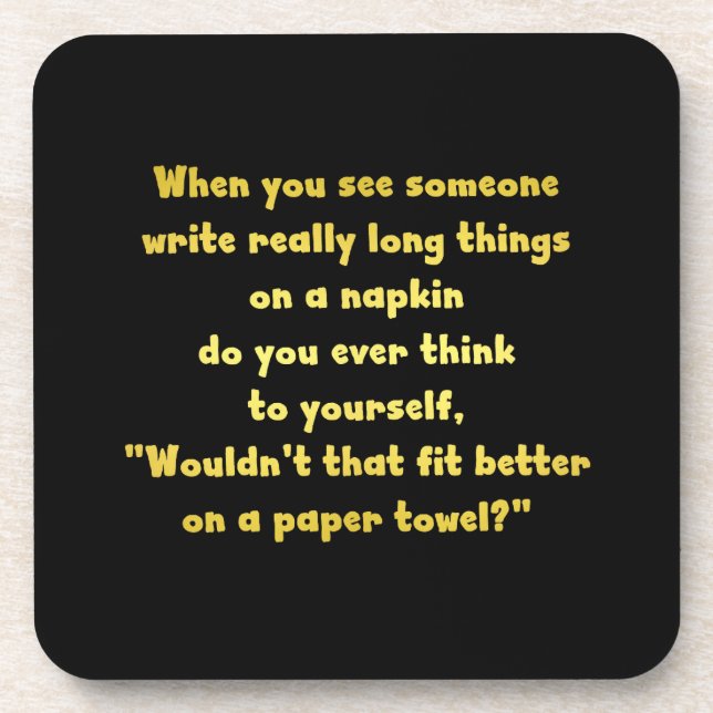 Funny Writing on a Napkin Joke Getränkeuntersetzer (Vorderseite)