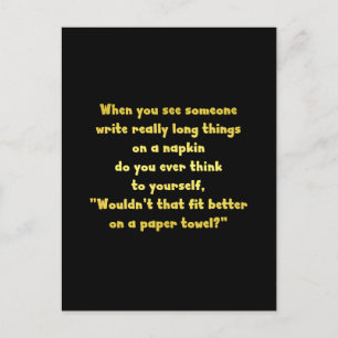 Funny Writing on a Napkin Joke Postkarte