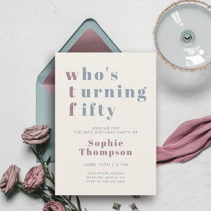 Funny WTF Mauve Dusty Blue 50. Geburtstagsparty Einladung