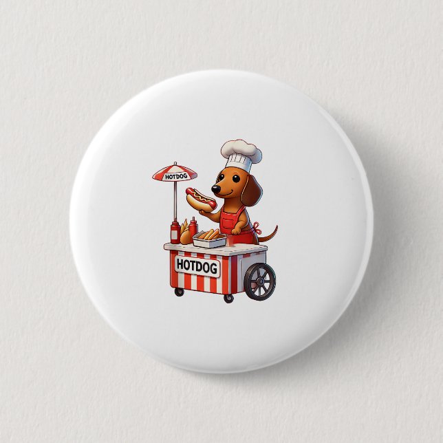 Funny Würstchen Dackel Dog Sausage Hotdog Sandwich Button (Vorderseite)