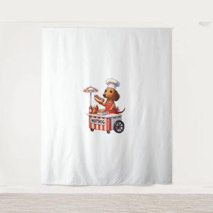 Funny Würstchen Dackel Dog Sausage Hotdog Sandwich Wandteppich