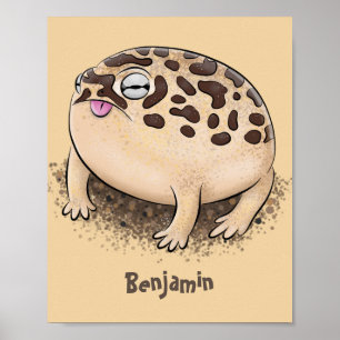 Funny Wüste Regenfrosch Cartoon Illustration Poster