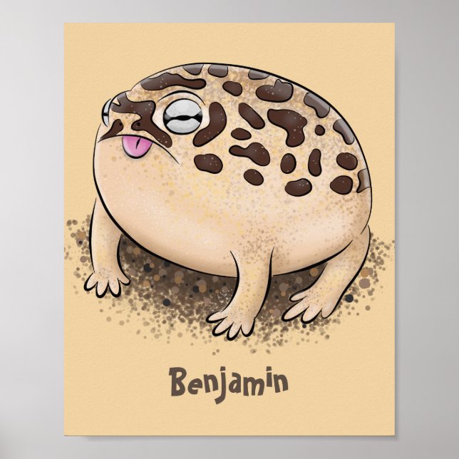 Funny Wüste Regenfrosch Cartoon Illustration Poster (Vorne)