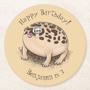 Funny Wüste Regenfrosch Cartoon Illustration Runder Pappuntersetzer