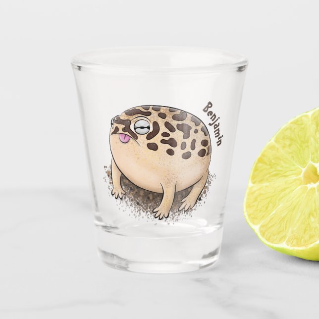 Funny Wüste Regenfrosch Cartoon Illustration Schnapsglas (Vorderseite)