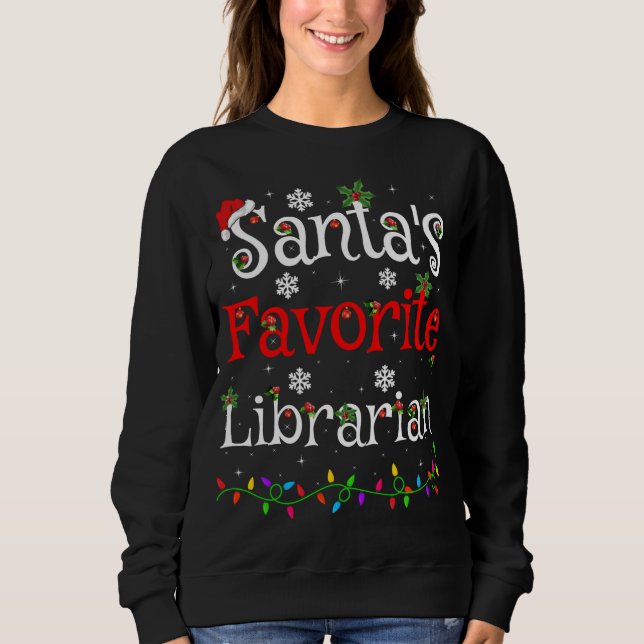 Funny Xmas beleuchtet Weihnachten Lieblings-Biblio Sweatshirt (Vorderseite)