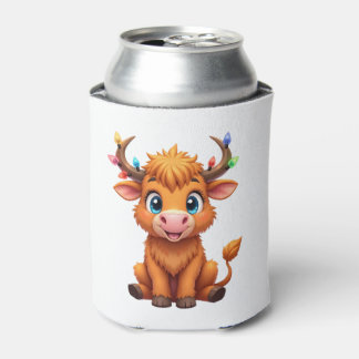 Funny Xmas Cow Lights Boys Girls Cute Highland Cow Dosenkühler