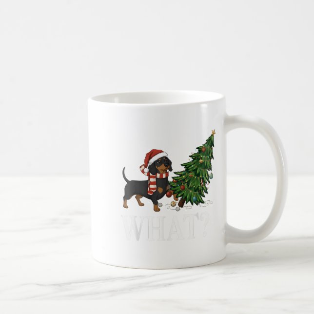 Funny Xmas Dachshundschub Weihnachtsbaum Over Do Kaffeetasse (Rechts)
